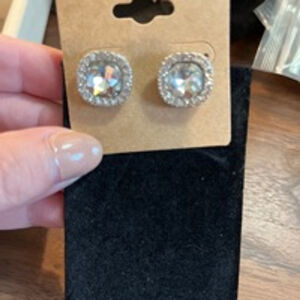 Silver Tone Earrings Silver Clear